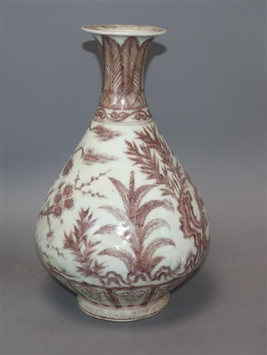 A Chinese red underglazed vase height 31cm